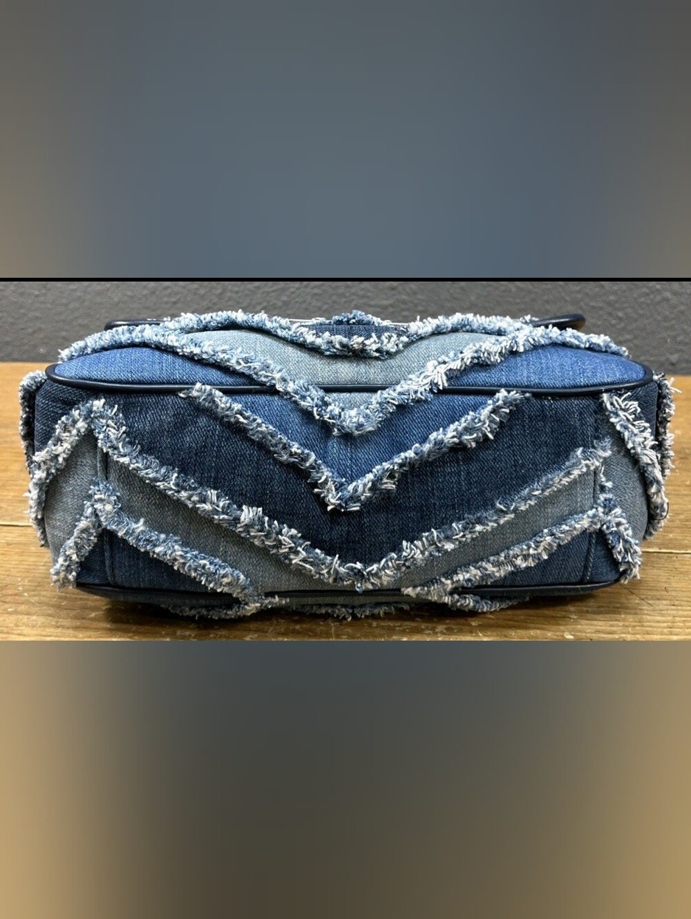 Michael Kors Sloan Frayed Denim Shoulder Bag - Picture 10 of 11